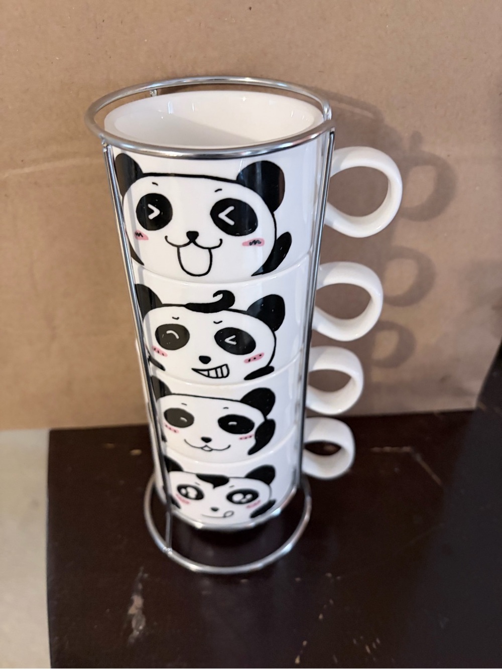 Panda Stackable Espresso Cup Set - White and Black